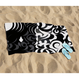 Black Grey Abstract Beach Towel - thumbnail 2