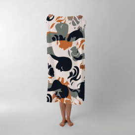 Abstract Grey Brown Silhouette Beach Towel
