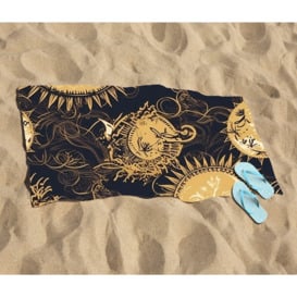 Moon and Sun Gold Blue Beach Towel - thumbnail 2