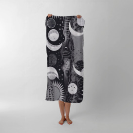 Abstract Black White Moon and Sun Beach Towel