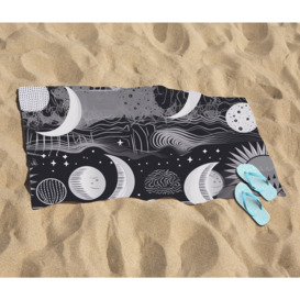 Abstract Black White Moon and Sun Beach Towel - thumbnail 2