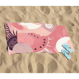 Abstract Pink White Beach Towel - thumbnail 2