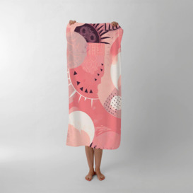 Abstract Pink White Beach Towel