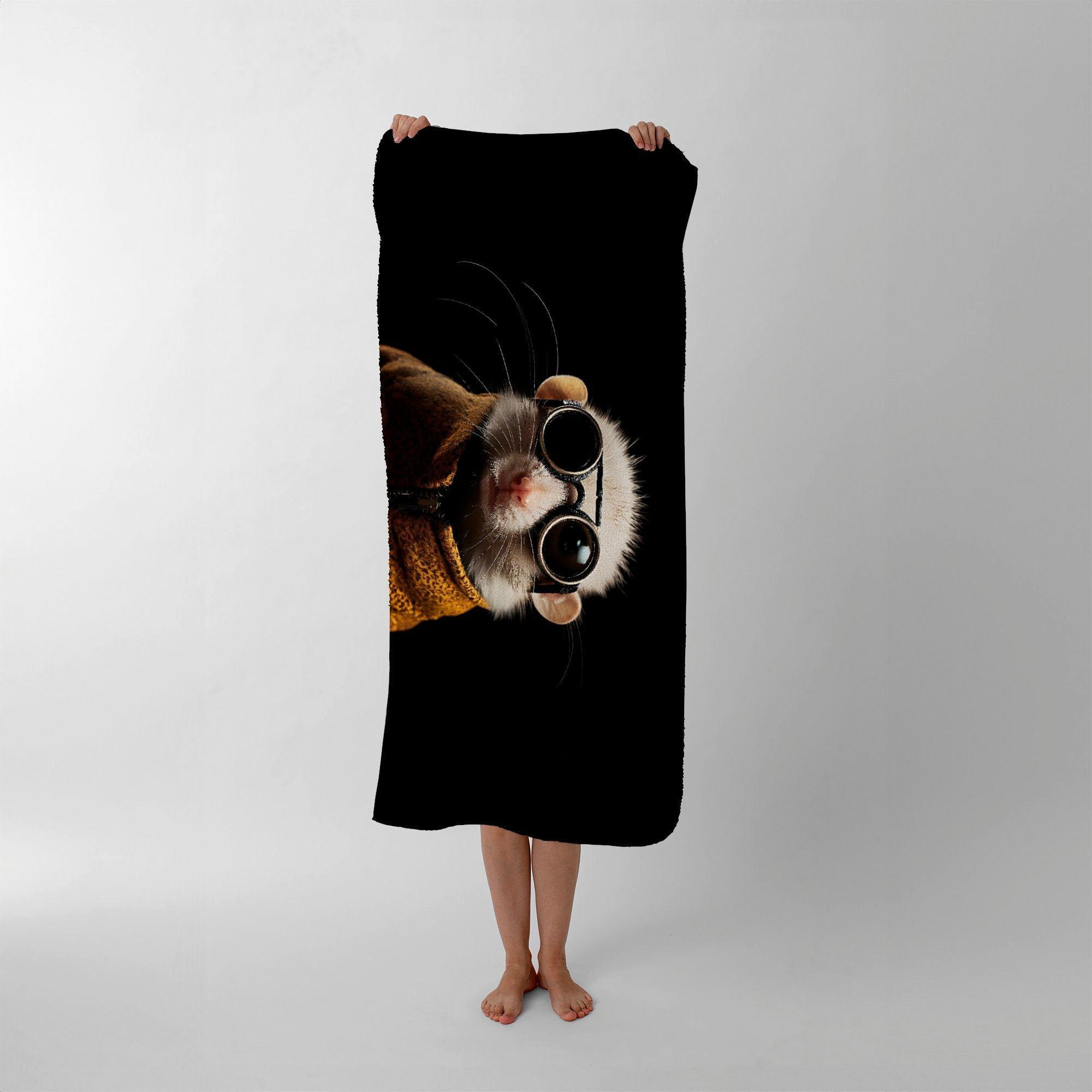 Realistic Doormouse with Glasses Beach Towel - image 1