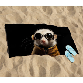 Realistic Doormouse with Glasses Beach Towel - thumbnail 2