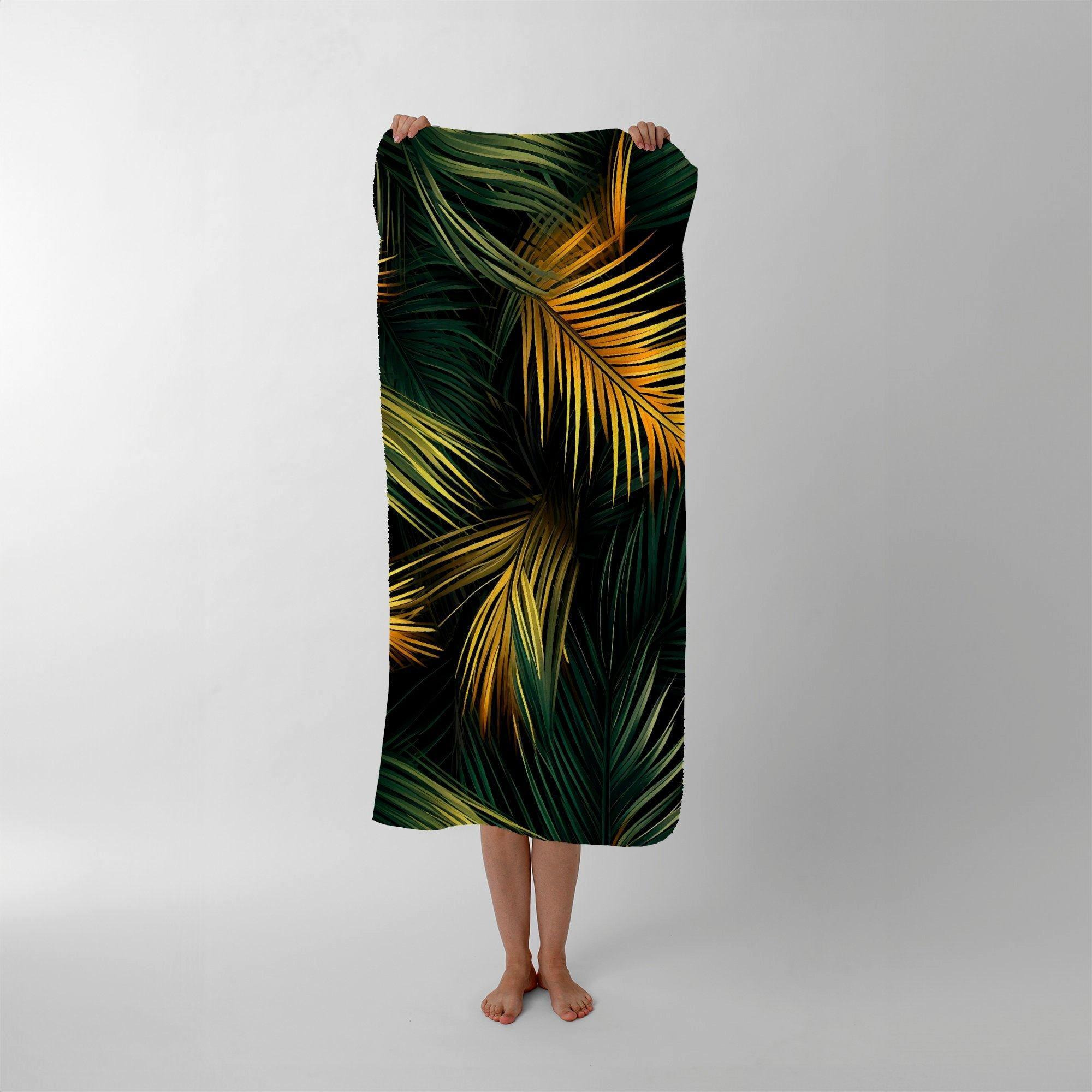 Golden Palm Leaves Beach Towel - image 1
