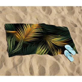 Golden Palm Leaves Beach Towel - thumbnail 2