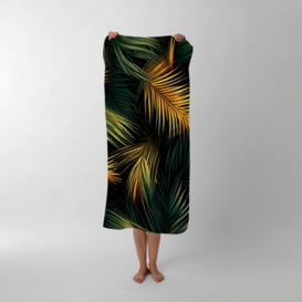 Golden Palm Leaves Beach Towel