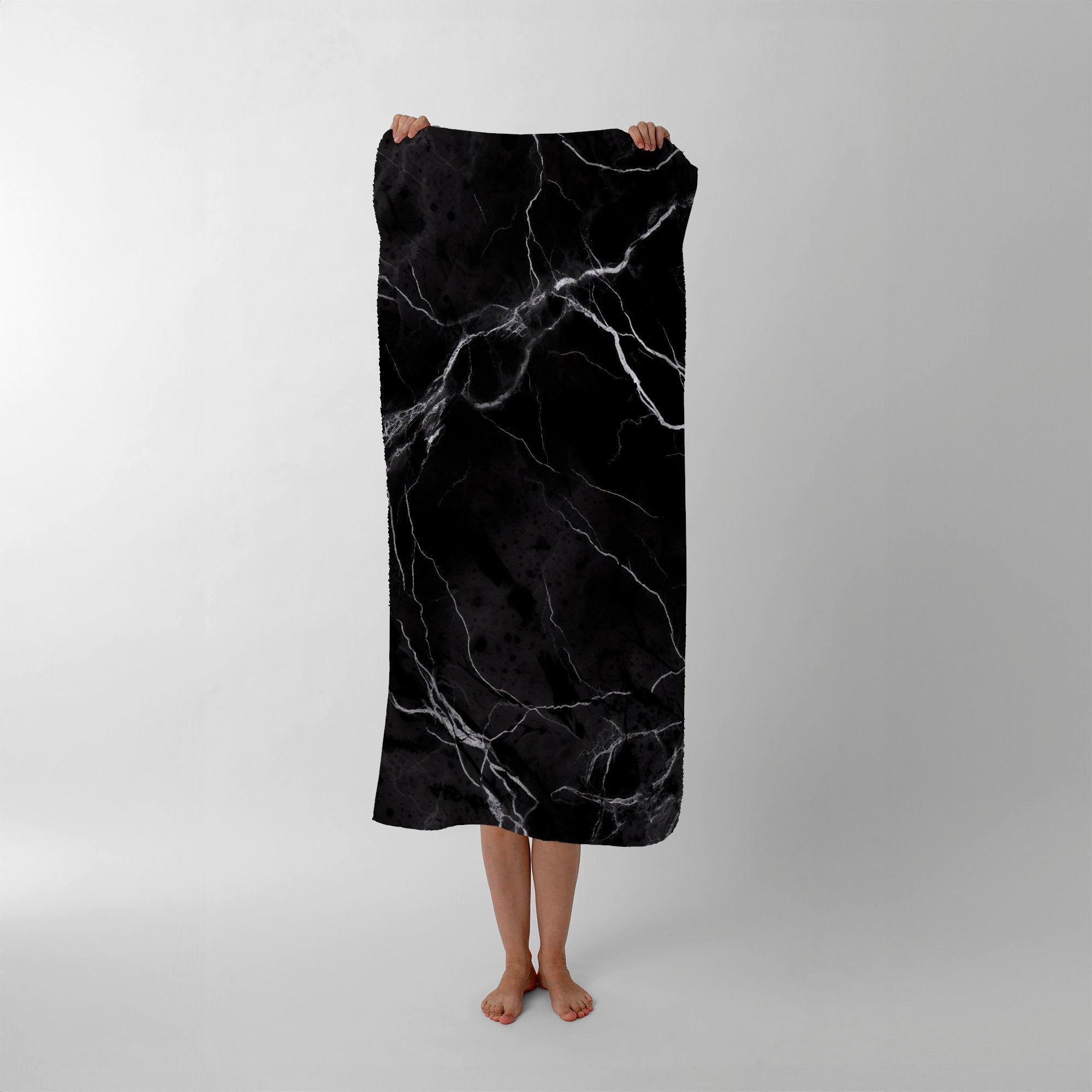 Black Marble Pattern Beach Towel - image 1