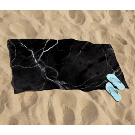 Black Marble Pattern Beach Towel - thumbnail 2