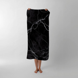 Black Marble Pattern Beach Towel