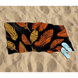 Orange Feather Leaves Beach Towel - thumbnail 2