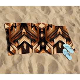 Black And Brown Intricate Pattern Beach Towel - thumbnail 2