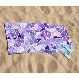 Purple and White Mosaic Design Beach Towel - thumbnail 2