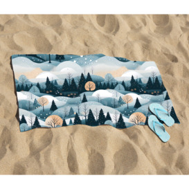 Dreamy Snowy Christmas Scene Beach Towel - thumbnail 2