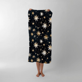 Silver Gold Snowflake Pattern Beach Towel