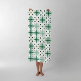 Christmas Quilting Squares, Green And White, Geometric Beach Towel - thumbnail 1