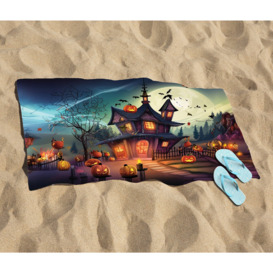 Spooky Halloween House Beach Towel - thumbnail 2