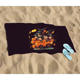 Cartoon Illustrations A Magical Pumpkin Carriage With Beach Towel - thumbnail 2