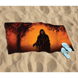 A Spooky Black And Orange Ghost Beach Towel - thumbnail 2