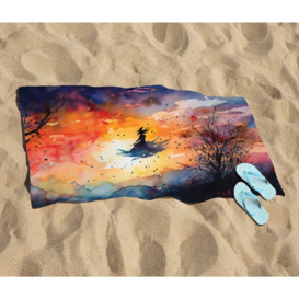 A Mesmerizing Watercolor Artwork Featuring A Graceful Witch Beach Towel - thumbnail 2