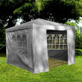 Blue Gazebo With Sides Garden Marquee Tent 3x3m