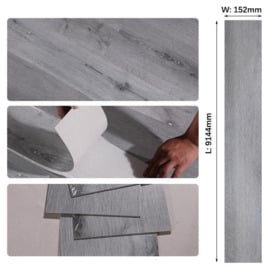 5m² Floor Planks Tiles Self Adhesive PVC Flooring Washed Grey M11 - thumbnail 2