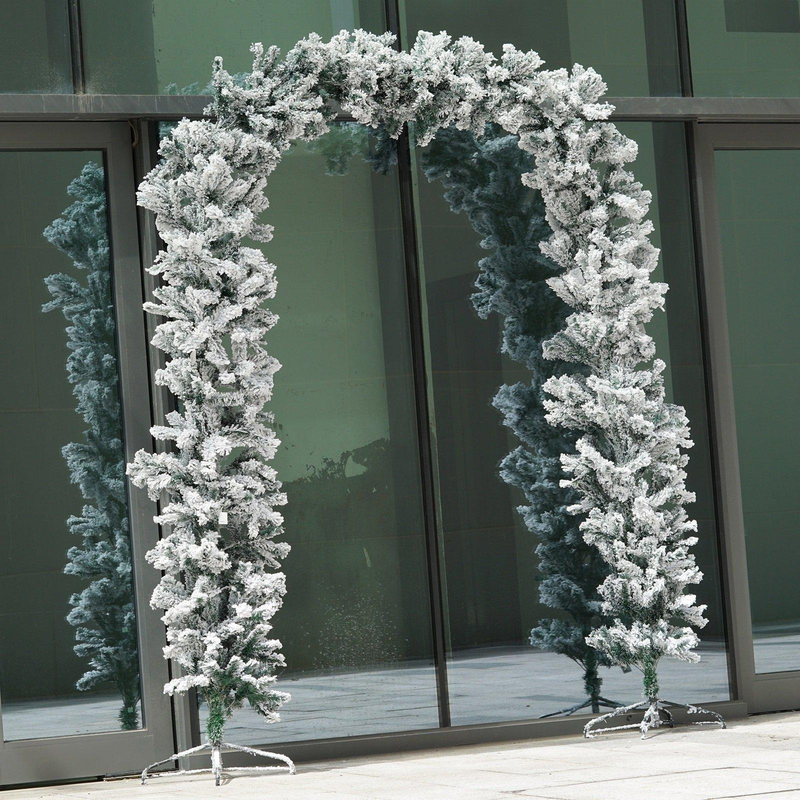Indoor 8ft Flocked Christmas Tree Doorway Arch With Snow Tips - image 1