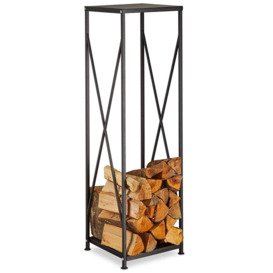 Black Metal Firewood Rack Log Wood Storage Holder