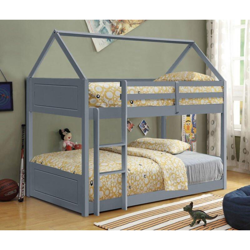 3ft House Style Bunkbed in Natural Grey or White
