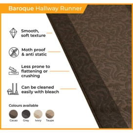 Grey Baroque Long Hallway Carpet Runner - thumbnail 3