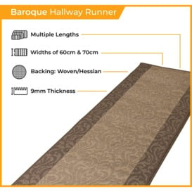 Grey Baroque Long Hallway Carpet Runner - thumbnail 2