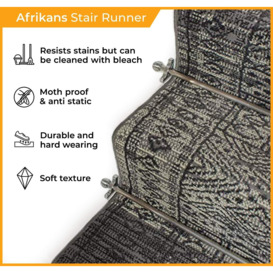 Grey Afrikans Stair Carpet Runner - thumbnail 3