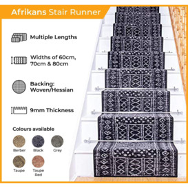Grey Afrikans Stair Carpet Runner - thumbnail 2