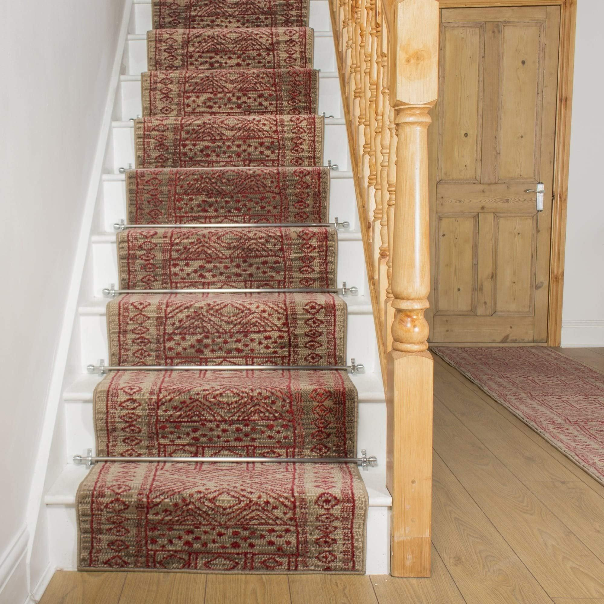 Taupe Red Afrikans Stair Carpet Runner - image 1