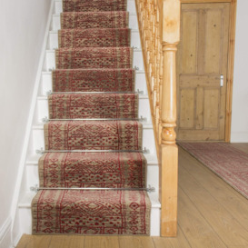 Taupe Red Afrikans Stair Carpet Runner