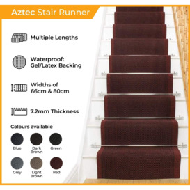 Dark Brown Aztec Stair Carpet Runner - thumbnail 2