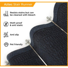 Grey Aztec Stair Carpet Runner - thumbnail 3