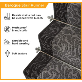 Grey Baroque Stair Carpet Runner - thumbnail 2