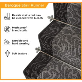 Black Baroque Stair Carpet Runner - thumbnail 3
