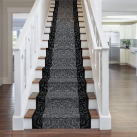 Black Baroque Stair Carpet Runner - thumbnail 1