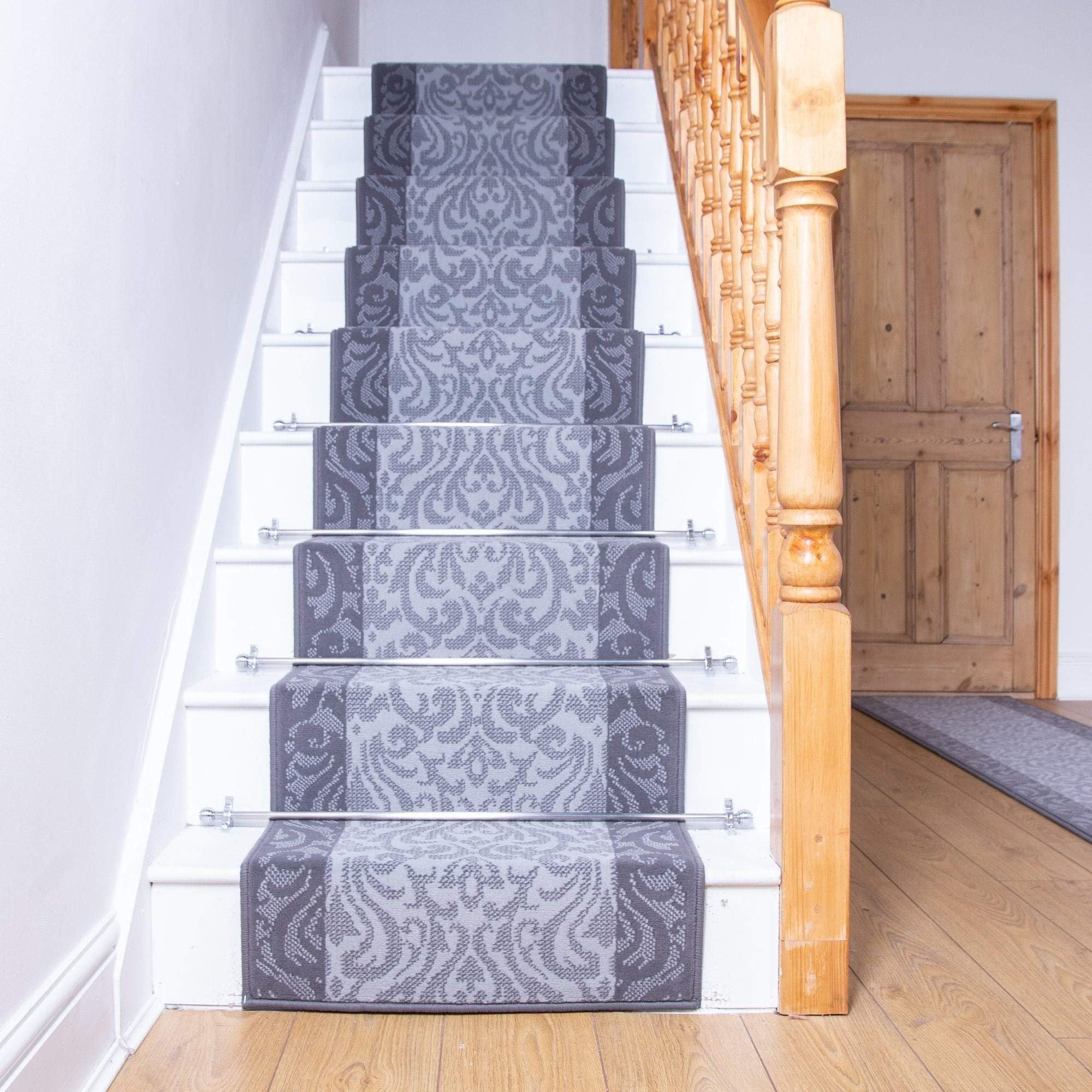 Light Grey Baroque Stair Carpet Runner - image 1