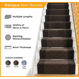 Light Grey Baroque Stair Carpet Runner - thumbnail 2