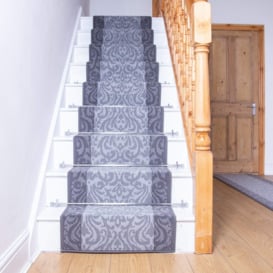 Light Grey Baroque Stair Carpet Runner - thumbnail 1