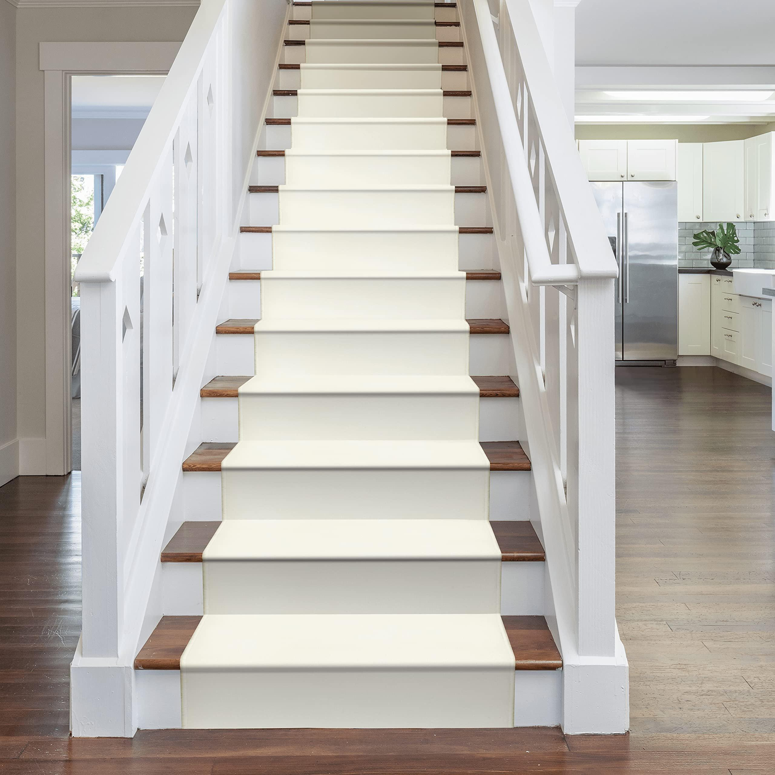 Cream Plain Stair Carpet Runner - image 1