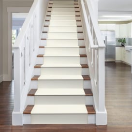 Cream Plain Stair Carpet Runner - thumbnail 1