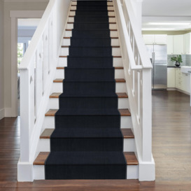 Dark Grey Plain Stair Carpet Runner