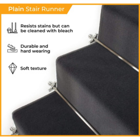 Dark Grey Plain Stair Carpet Runner - thumbnail 3