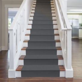 Light Grey Plain Stair Carpet Runner - thumbnail 1