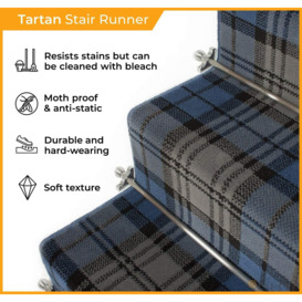Blue Tartan Stair Carpet Runner - thumbnail 3